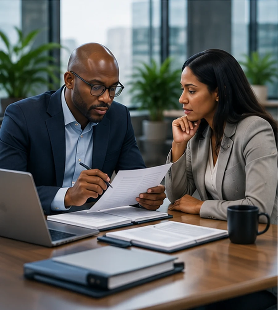 Professionals evaluating service provider risk